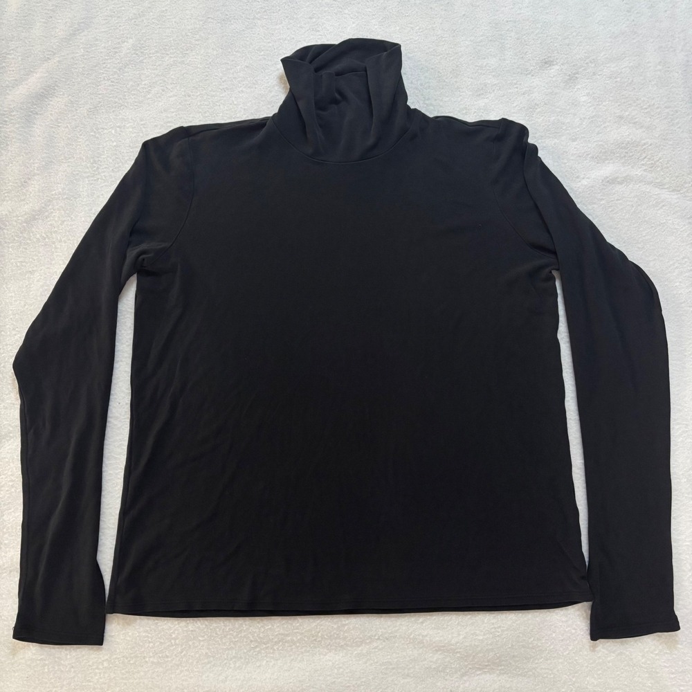 Eileen Fisher Petite Black 100% Silk Turtleneck Long Sleeve Top PS